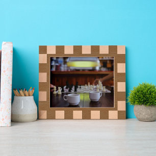 Sleek Geometric Checkerboard Motif Engraved Frame