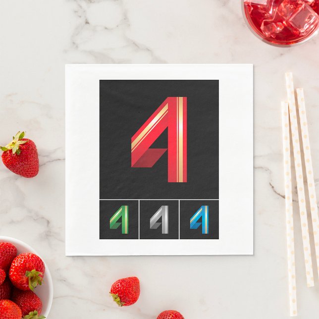 Sleek Geometric Number 4 Modern Typography Napkin (Creator Uploaded)