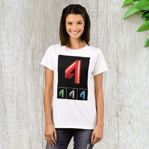 Sleek Geometric Number 4 Modern Typography T-Shirt