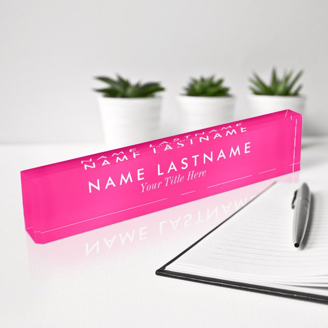 Sleek Girly Feminine Bright Pink Custom Nameplate (Creator Uploaded)