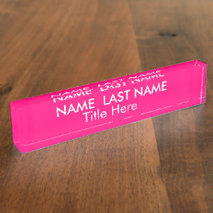 Sleek Girly Feminine Bright Pink Custom Nameplate