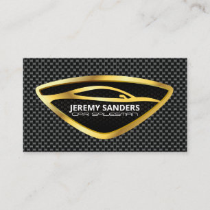 Sleek Gold Auto Logo   Carbon Fibre Backdrop Business Card