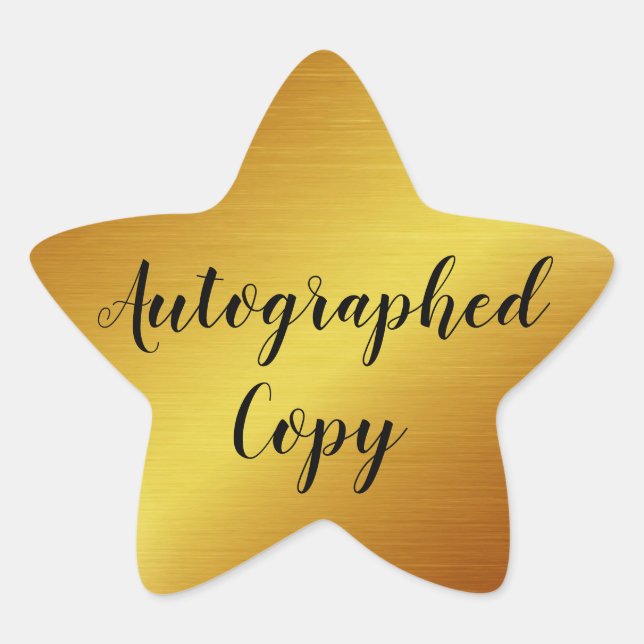 Sleek Gold Autographed Copy Author Writer Star Star Sticker (Front)