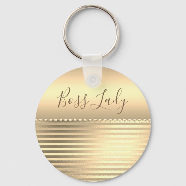 Sleek Gold Boss Lady  Keychain (Front)