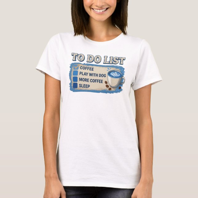 Sleek Gold COFFEE PLAY WITH DOG Graphic Tee (Front)