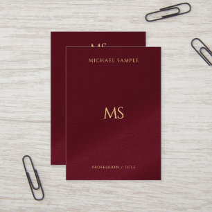 Sleek Gold Text Monogram Vertical Luxurious Linen Business Card