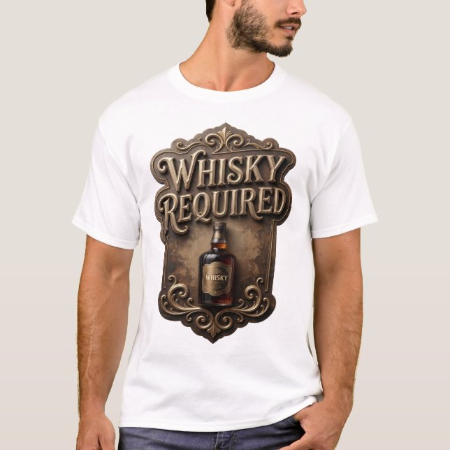 Sleek Gold WHISKY REQUIRED Shirt Design (Front)
