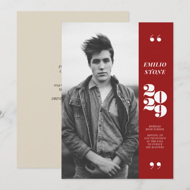 Sleek Grad Graduation Invitation (Front/Back)