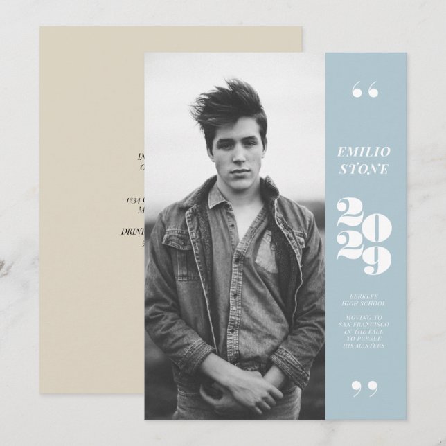 Sleek Grad Graduation Invitation (Front/Back)