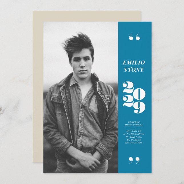 Sleek Grad Graduation Invitation (Front/Back)