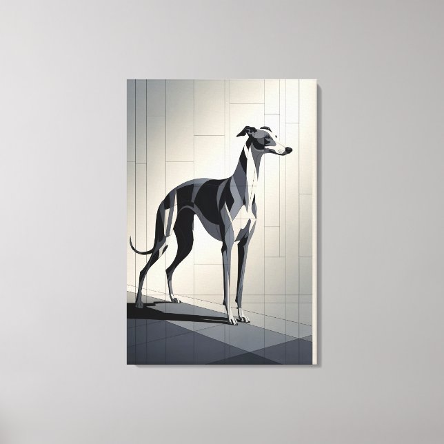 Sleek Greyhound Geometric Canvas Print (Front)