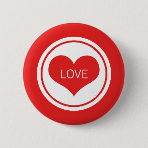 Sleek Heart Button, Red 2 Inch Round Button