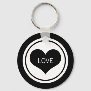 Sleek Heart Keychain, Black and White Keychain