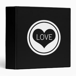 Sleek Heart Love Binder (1.5 inch), Black and Whit