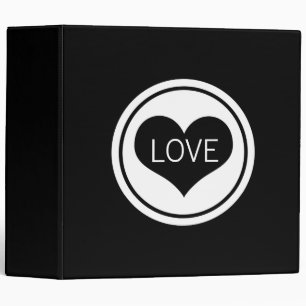 Sleek Heart Love Binder (2 inch), Black and White
