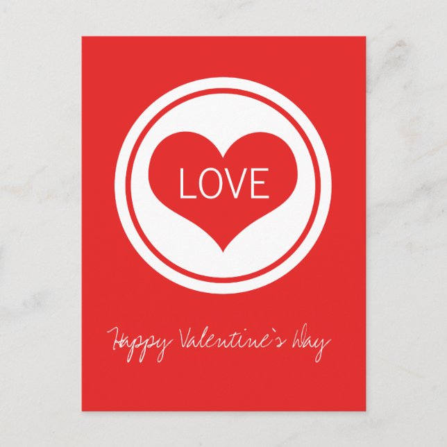 Sleek Heart Postcard, Red Holiday Postcard (Front)