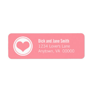 Sleek Heart Return Address Labels, Pink