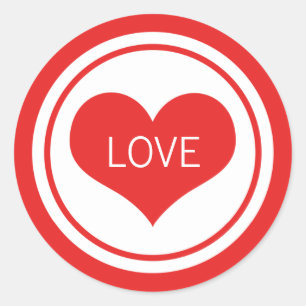 Sleek Heart Stickers, Red Classic Round Sticker