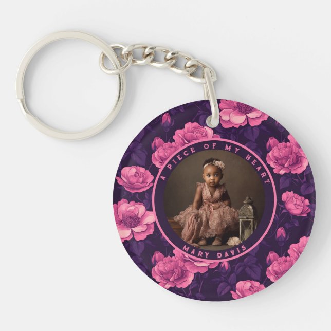 Sleek keepsake Floral Rose Keychain (Front)