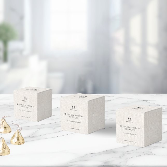 Sleek Linen Business Logo QR Event Marketing Thank Favor Box (Creator Uploaded)