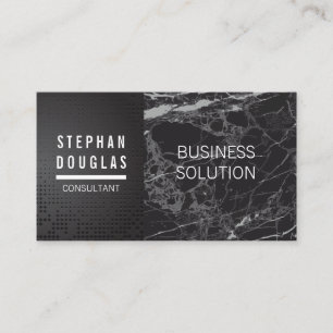 Sleek Metallic Black   Black Marble Colour Block Business Card