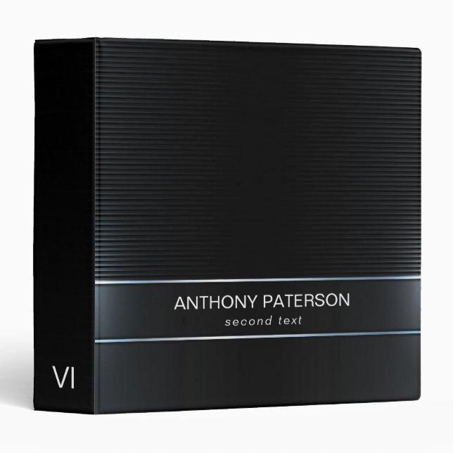 Sleek Metallic Black & Blue Binder (Front/Spine)