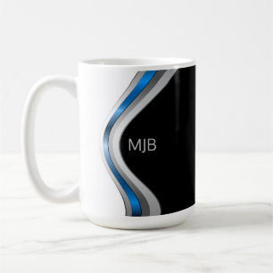 Sleek Metallic Curves with Your Monogram Coffee Mug