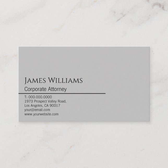 Sleek Minimal Classy Modern Black and Grey Business Card (Front)