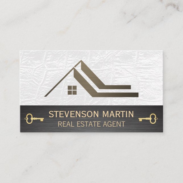 Sleek Minimal Real Estate Design | Keys Business Card (Front)