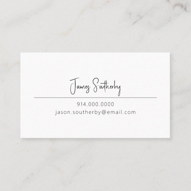 Sleek Minimalist Black and White Personal Business Card (Front)