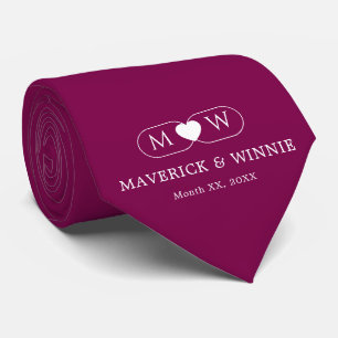 Sleek Minimalist Modern Wedding Solid Wine Tie