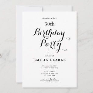 Sleek Modern Birthday Party Invitations for Adults