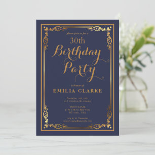 Sleek Modern Birthday Party Invitations for Adults