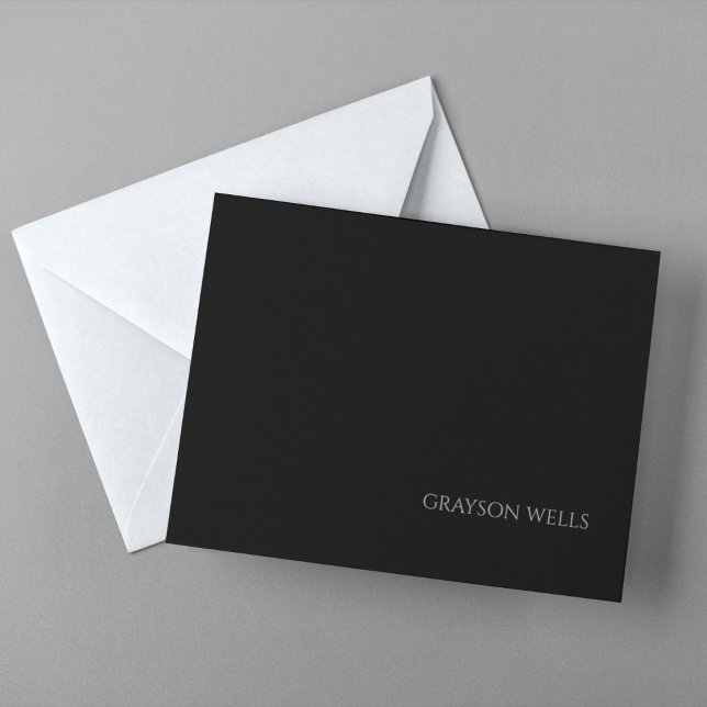 Sleek Modern Black and Grey Professional Card (Sleek Modern Black and Grey Professional Note Card)