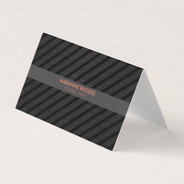 Sleek Modern Black Denim Stripe Business Card (Front)
