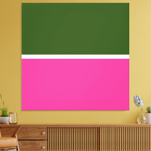 Sleek Modern Forest Green Bold Pink Colour Block Canvas Print