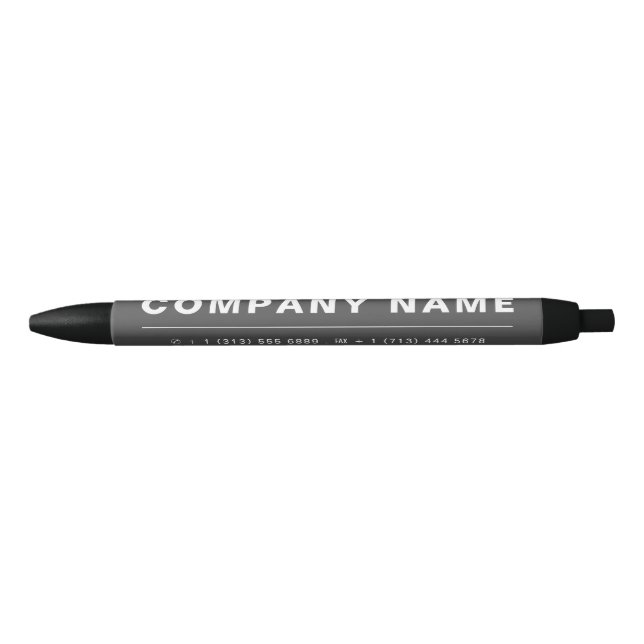 Sleek Modern - Gray & White - Company/Event Black Ink Pen (Front)