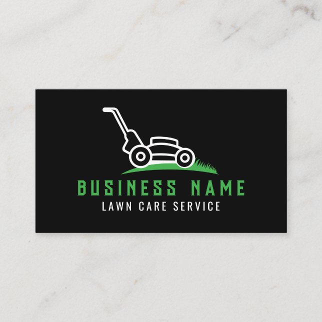 Sleek & Modern Lawn Care landscaping Business Card (Front)