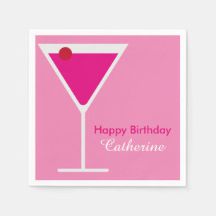 Sleek Modern Pink Martini Custom Birthday Napkin
