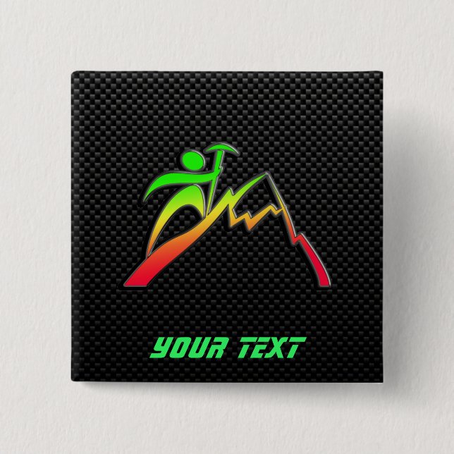 Sleek Mountain Climbing 2 Inch Square Button (Front)