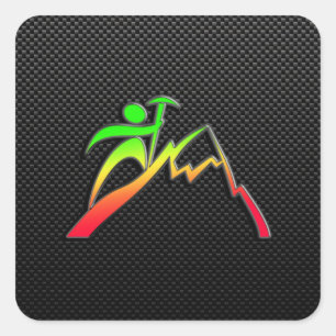 Sleek Mountain Climbing Square Sticker