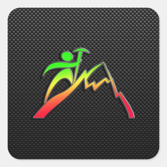 Sleek Mountain Climbing Square Sticker (Front)
