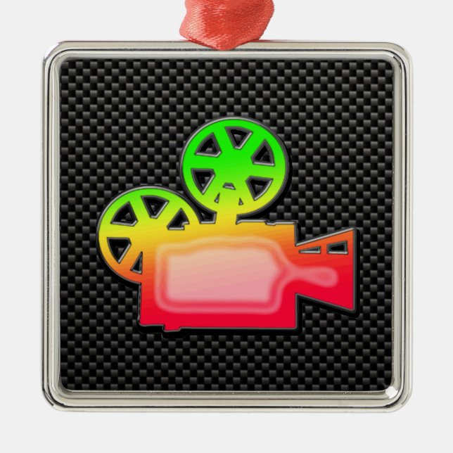 Sleek Movie Camera Metal Ornament (Front)