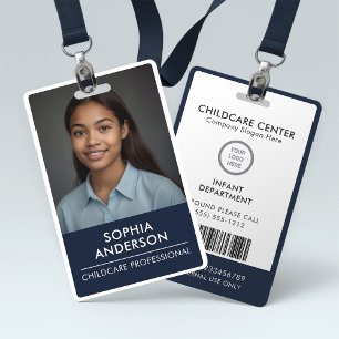 Sleek Navy Blue Modern Minimalist Logo & Photo Badge