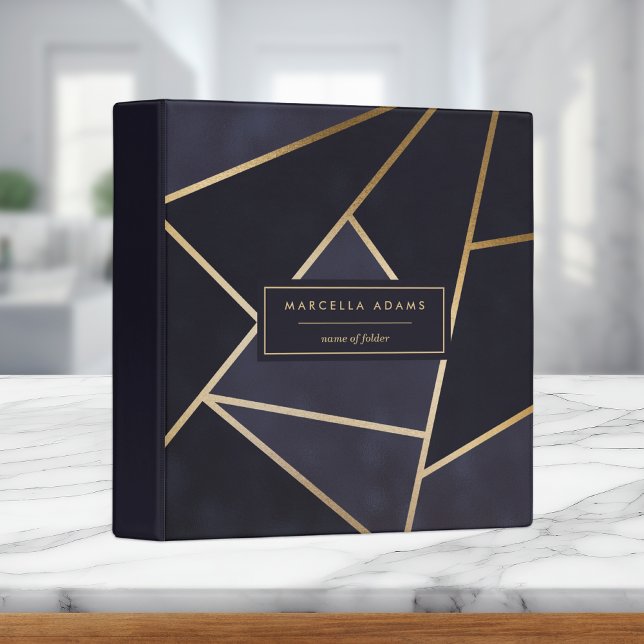 Sleek Navy & Gold Abstract Pattern Binder (Creator Uploaded)