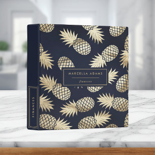 Sleek Navy & Gold Pineapple Binder