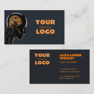 Sleek Obsidian Gold Cyberpunk Cyborg AI Technology Business Card