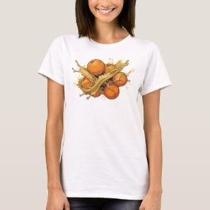 Sleek Orange Abstract Oranges Fashion Print T-Shirt