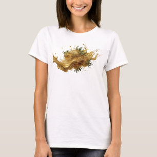 Sleek Orange Abstract Strawberries Artistic Motif T-Shirt