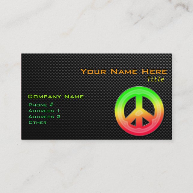 Sleek Peace Sign Business Card (Front)